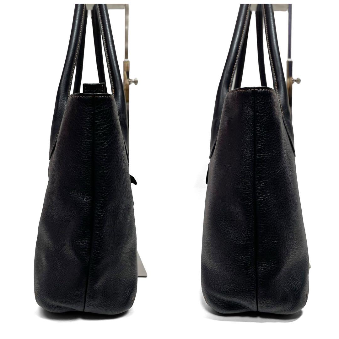 【美品】Kitamura キタムラ トートバッグ レザー シボ革 黒 ポーチ付き