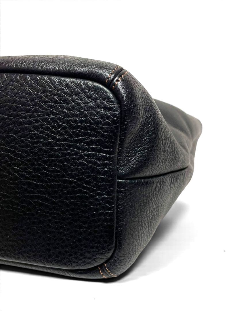 【美品】Kitamura キタムラ トートバッグ レザー シボ革 黒 ポーチ付き