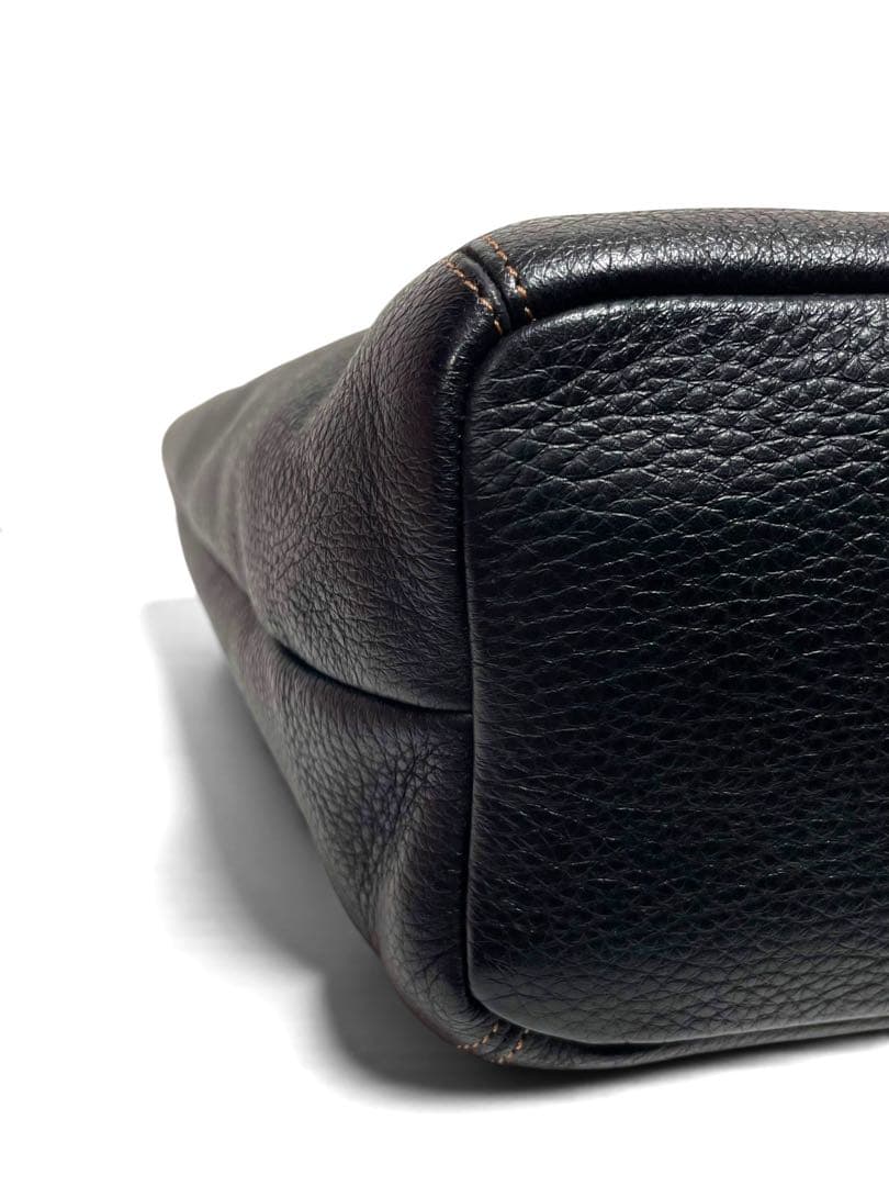 【美品】Kitamura キタムラ トートバッグ レザー シボ革 黒 ポーチ付き