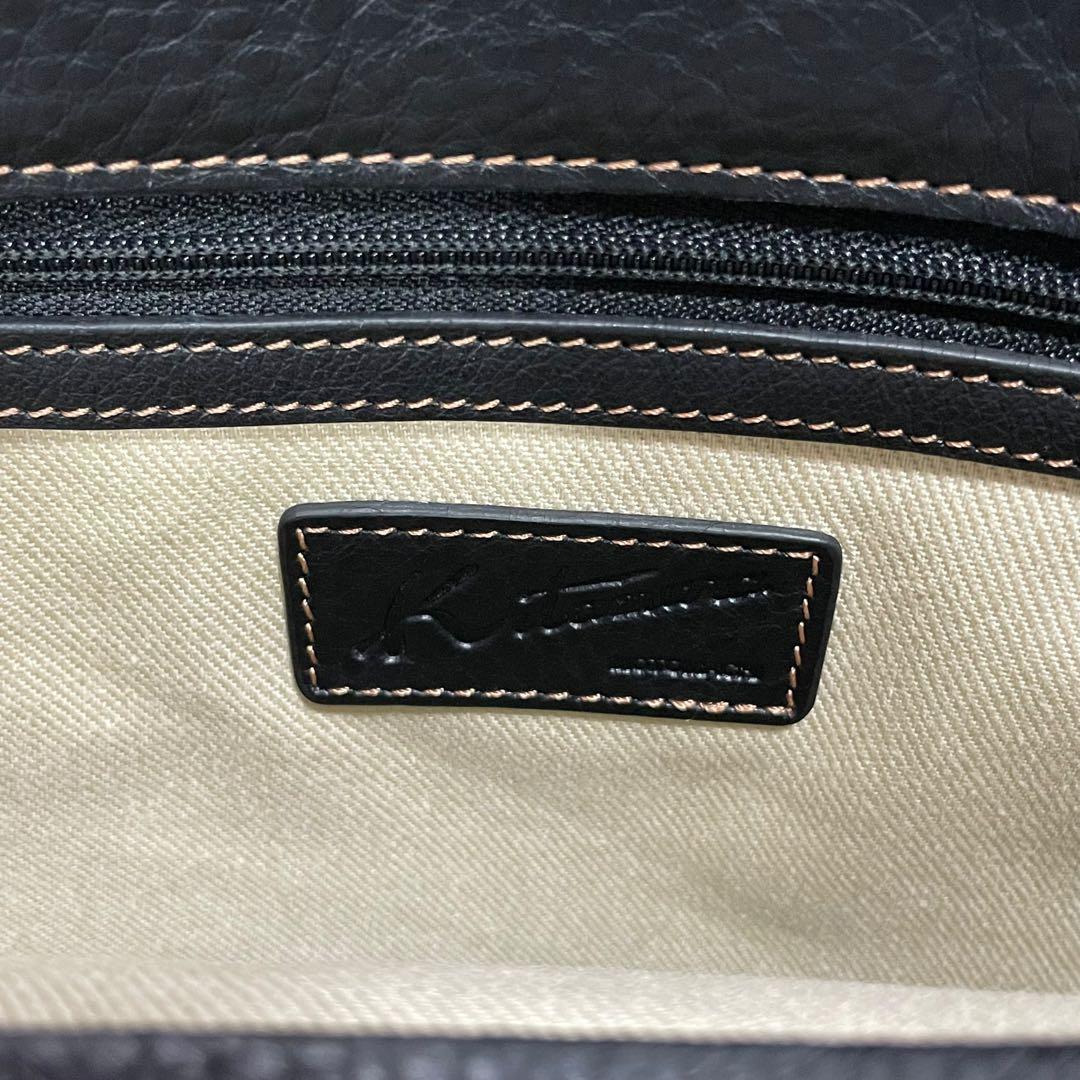 【美品】Kitamura キタムラ トートバッグ レザー シボ革 黒 ポーチ付き