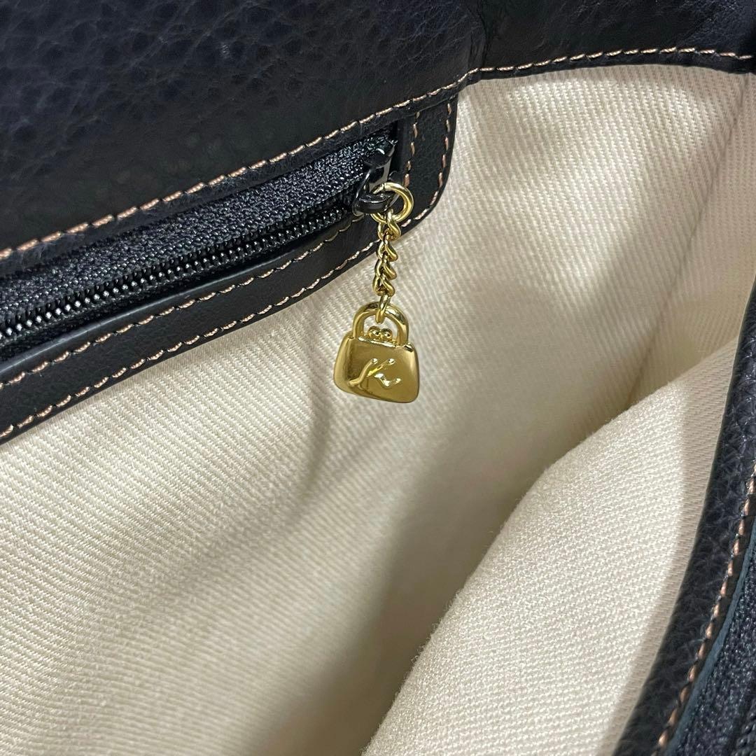 【美品】Kitamura キタムラ トートバッグ レザー シボ革 黒 ポーチ付き