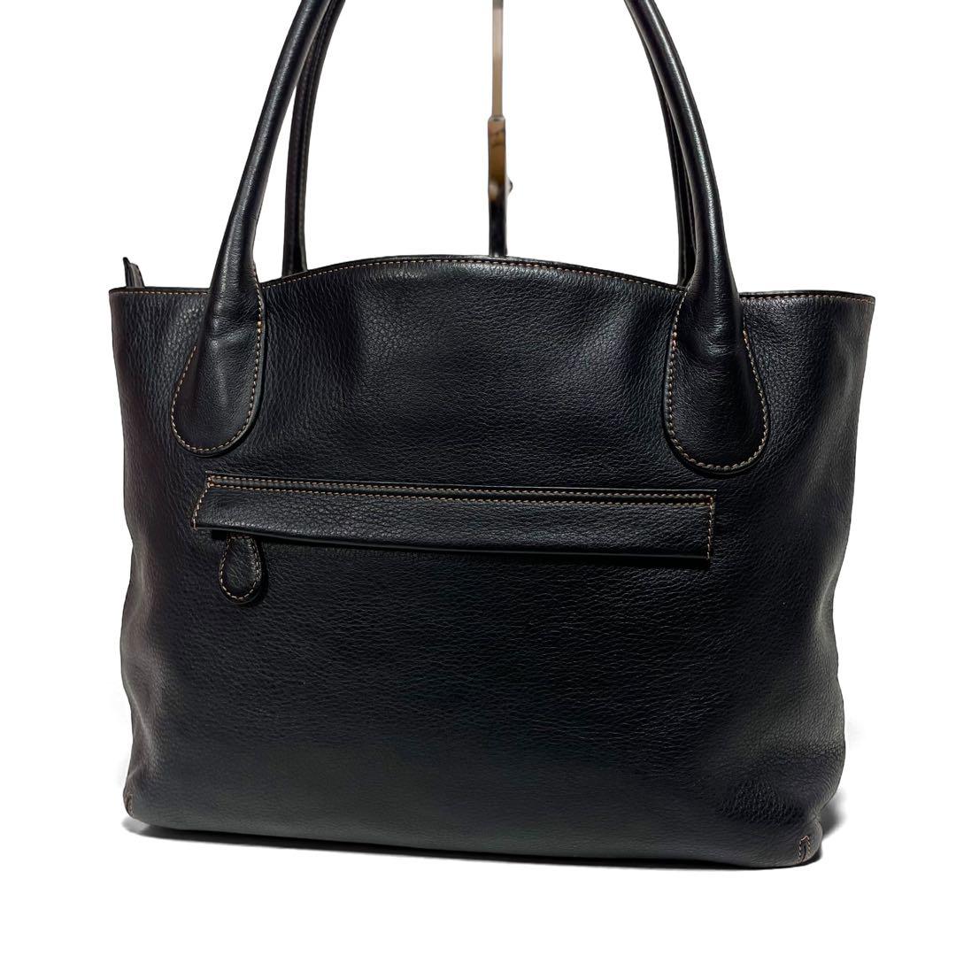 【美品】Kitamura キタムラ トートバッグ レザー シボ革 黒 ポーチ付き