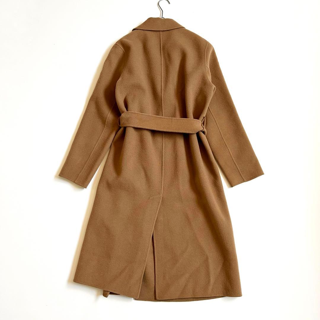 3084y美品 ICB カシミヤ混ロングリバーコート キャメル ベルト付き