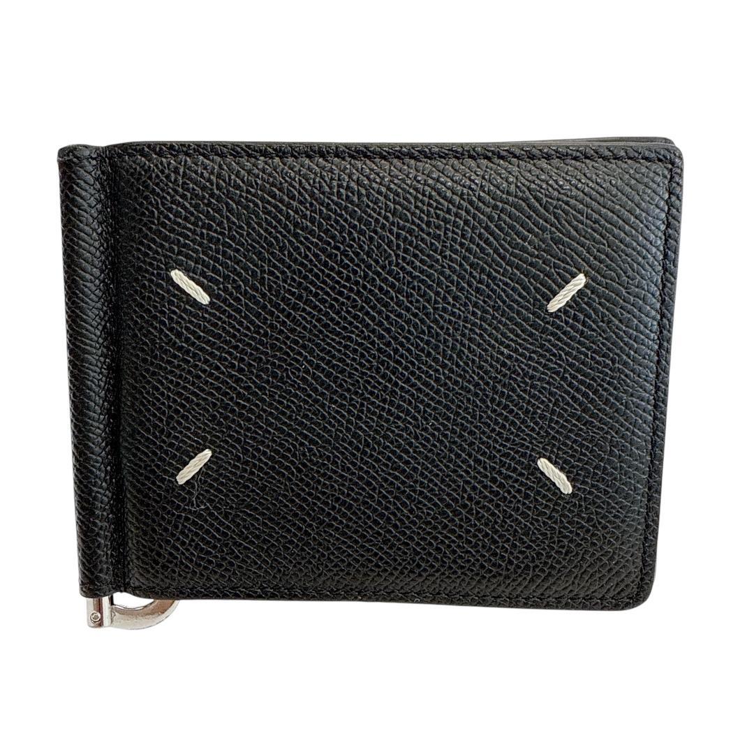 美品　マルジェラ　マネークリップ　4ステッチ　カードケース　ブラック　レザー