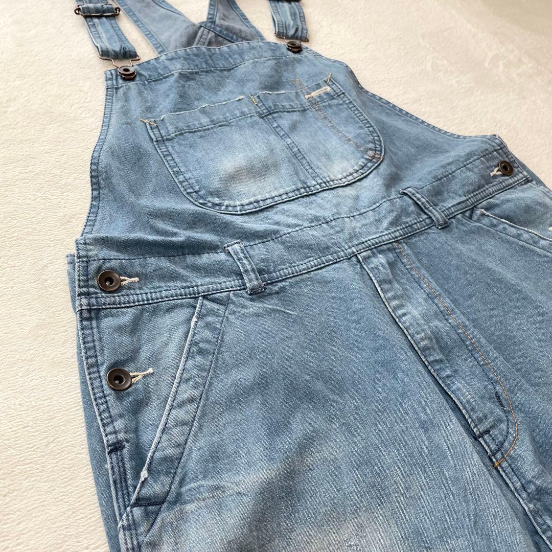 チマラ　オーバーオール　デニム　サロペット　インディゴ　ダメージ