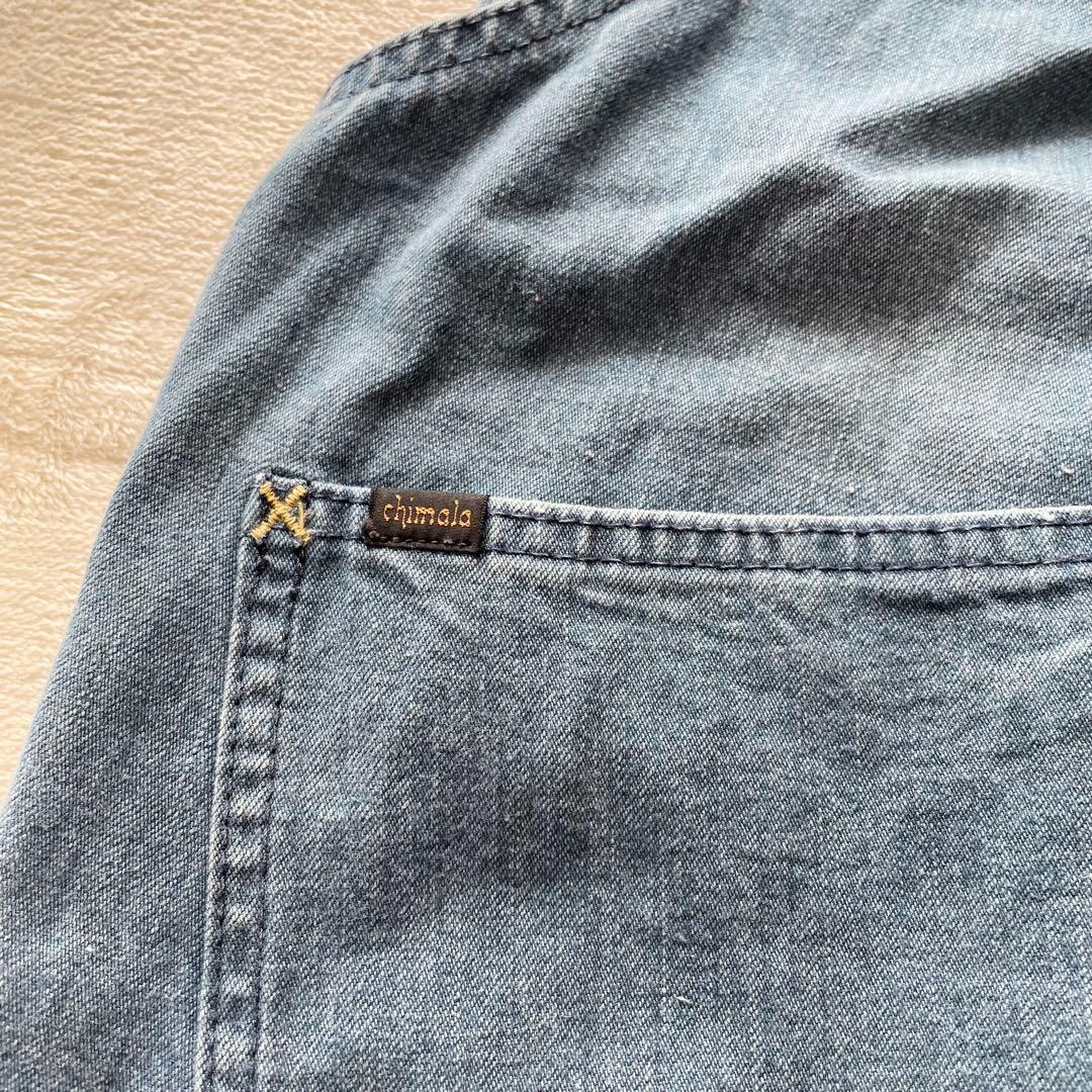 チマラ　オーバーオール　デニム　サロペット　インディゴ　ダメージ