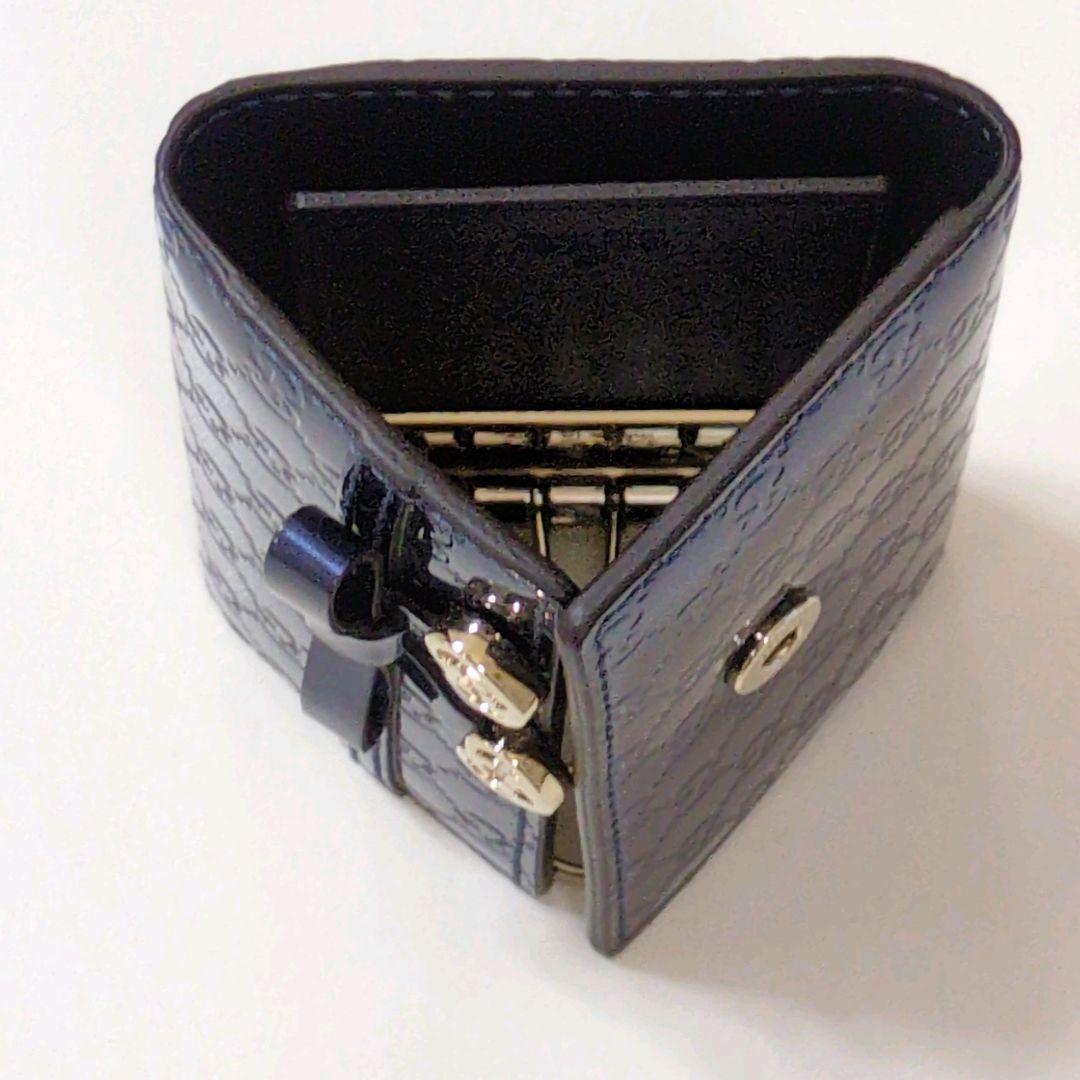 未使用品　GUCCI グッチ 6連キーケース メタリックネイビー　リボン