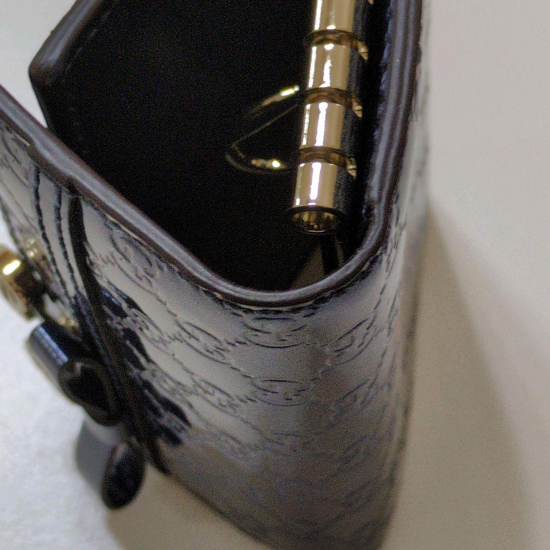 未使用品　GUCCI グッチ 6連キーケース メタリックネイビー　リボン