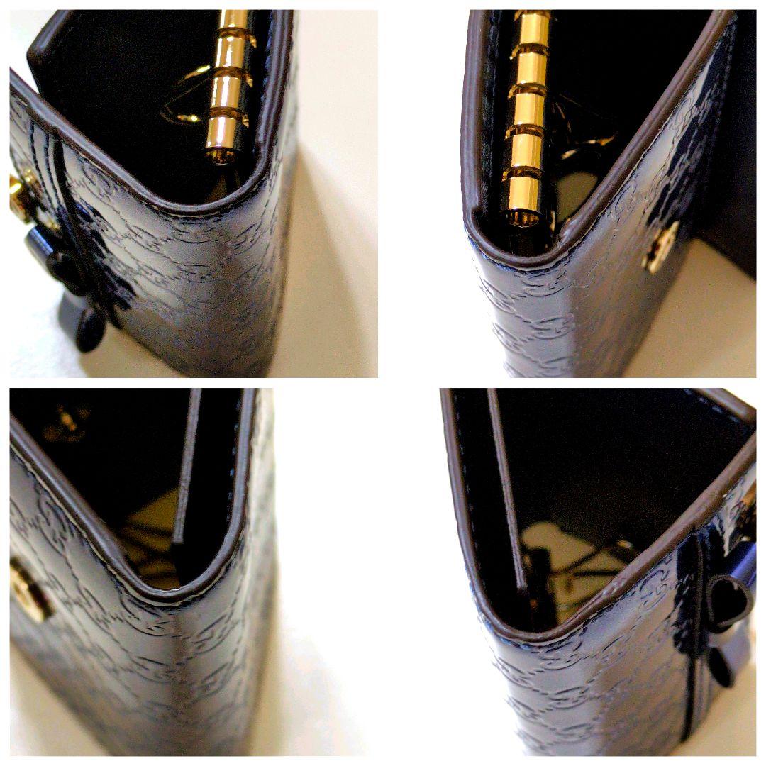 未使用品　GUCCI グッチ 6連キーケース メタリックネイビー　リボン