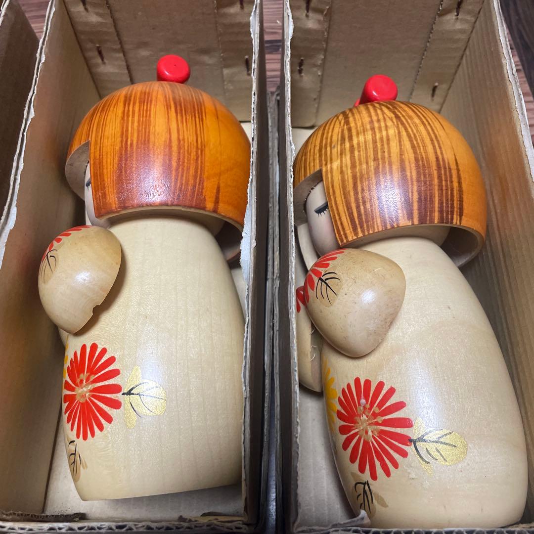 創作こけし（箱あり）　宮下はじめ　おとめ菊　4体セット　すべて札付