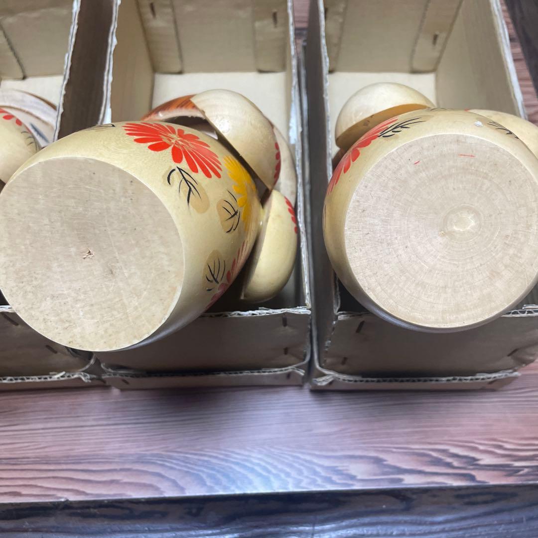 創作こけし（箱あり）　宮下はじめ　おとめ菊　4体セット　すべて札付