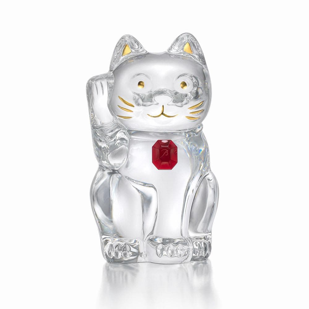 Baccarat 極美品 レッドオクトゴン まねき猫 ラッキーキャット 置物