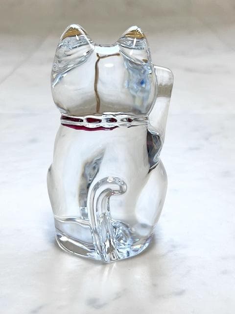 Baccarat 極美品 レッドオクトゴン まねき猫 ラッキーキャット 置物