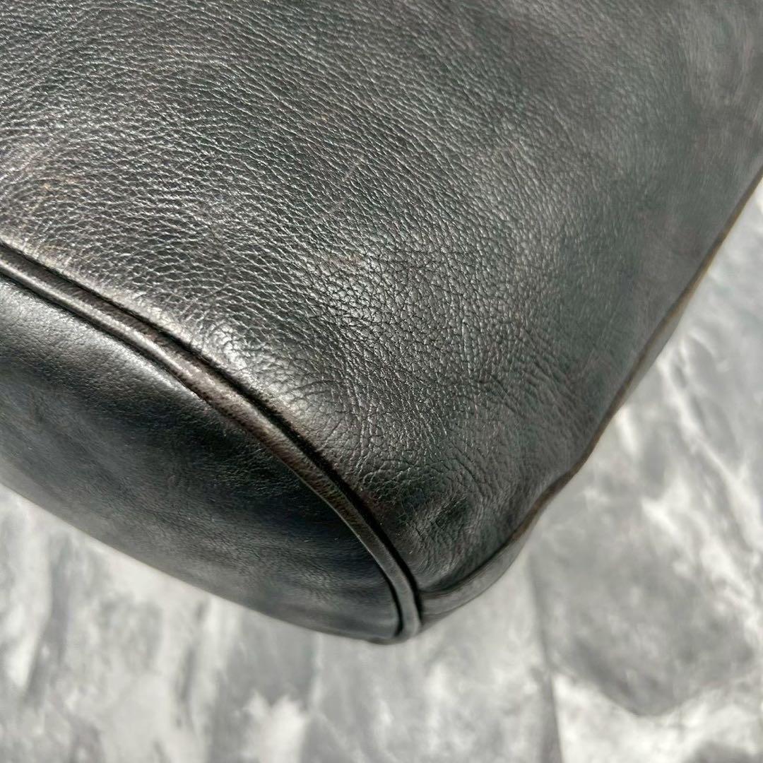 【希少/大容量】イルビゾンテ ショルダーバッグ バケツ型 ブラック レザー A4