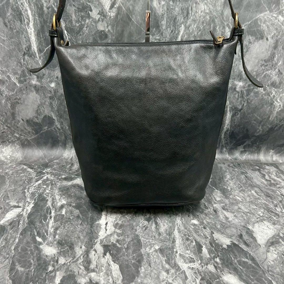 【希少/大容量】イルビゾンテ ショルダーバッグ バケツ型 ブラック レザー A4