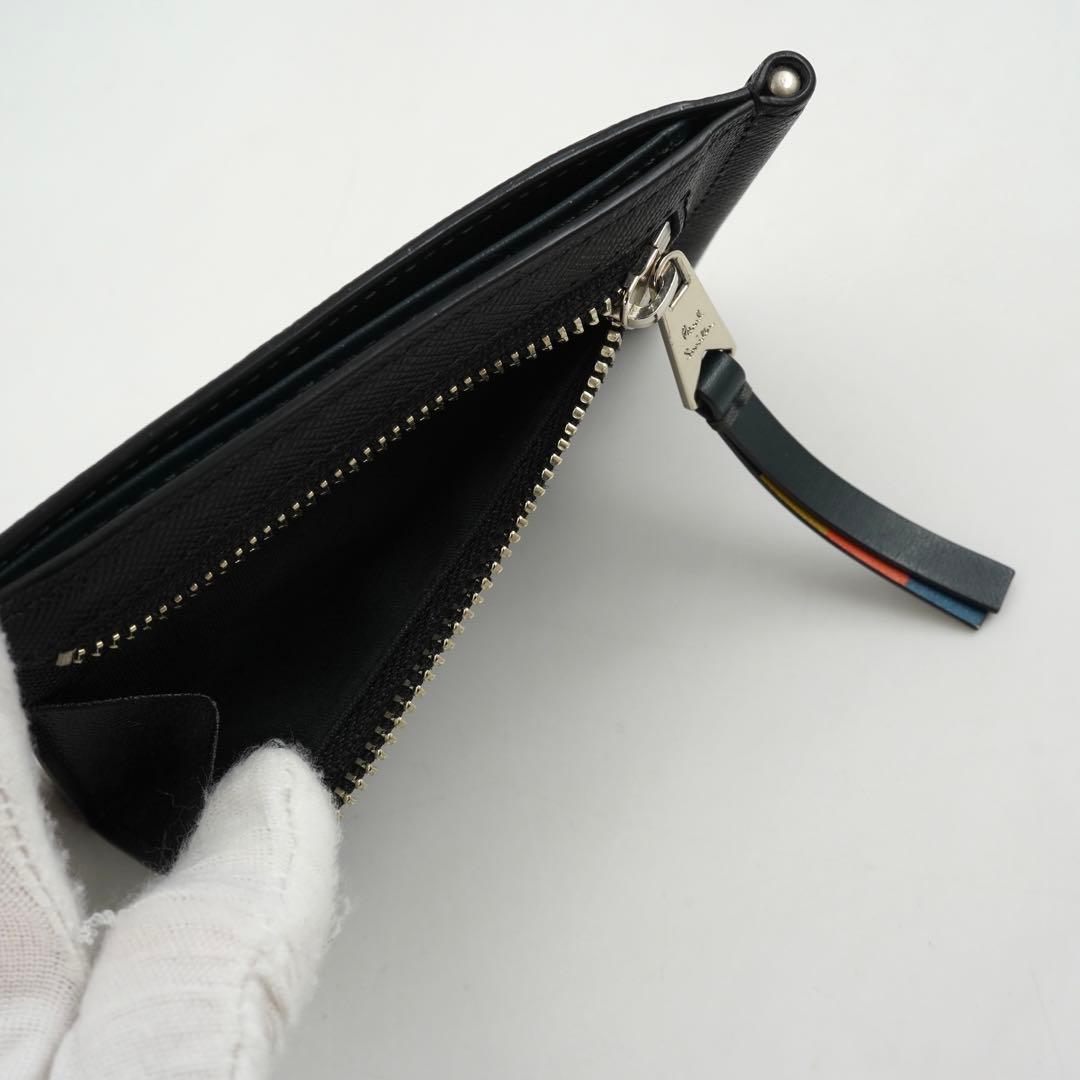 未使用に近い・付属品完備　ポールスミス　マネークリップ　マルチカラー　レザー　黒