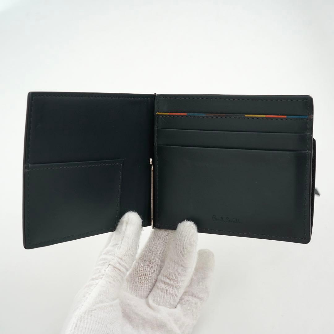 未使用に近い・付属品完備　ポールスミス　マネークリップ　マルチカラー　レザー　黒