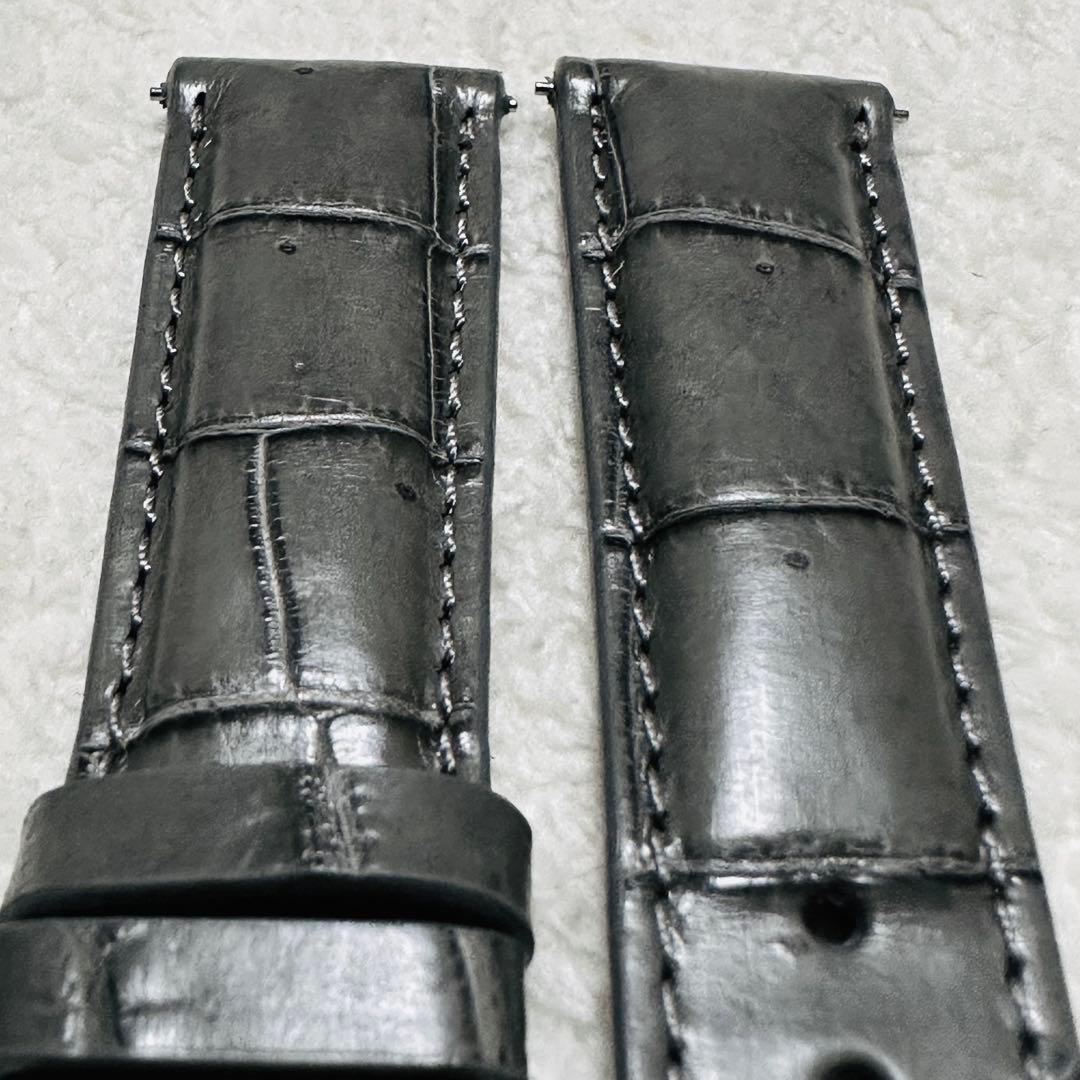 3018#20mm-18mmダークアッシュ★スイス製★本物クロコダイルベルト