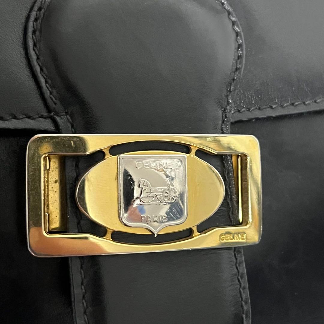 希少 CELINE セリーヌ ブラック ボックスカーフ フラップ ヴィンテージ