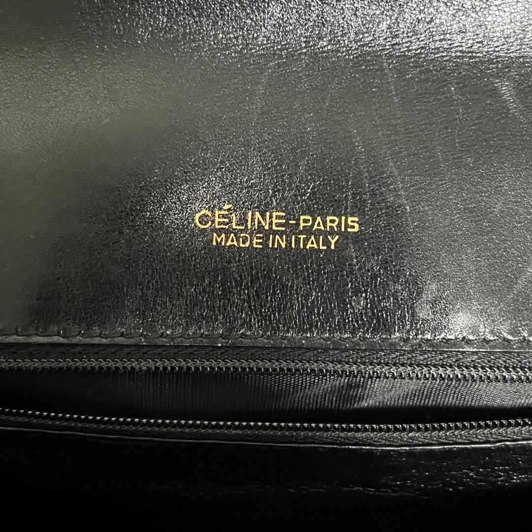 希少 CELINE セリーヌ ブラック ボックスカーフ フラップ ヴィンテージ