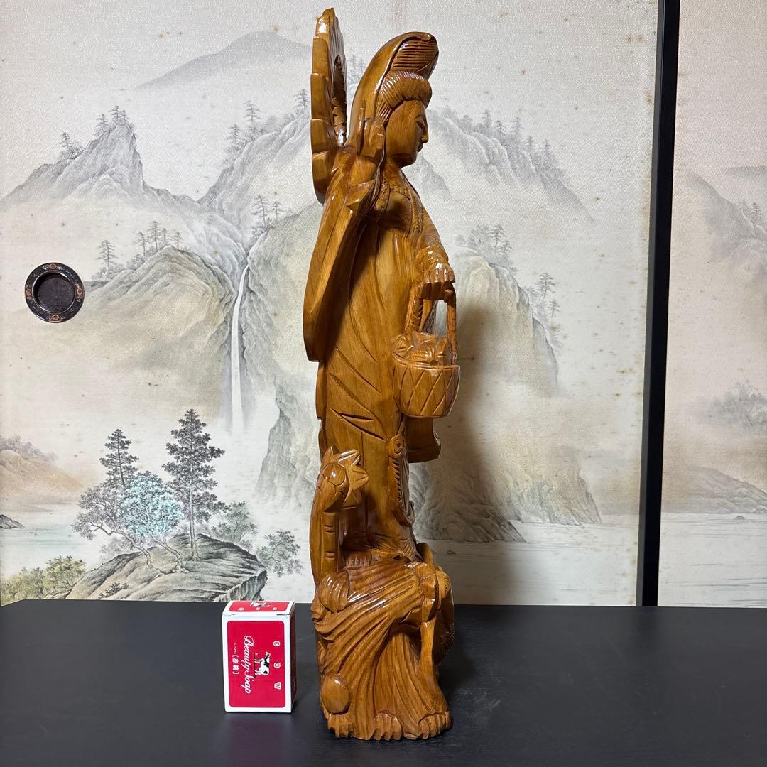 大型 龍乗り　観音菩薩 木彫　仏像 彫刻　開運　風水　置物　縁起物　インテリア