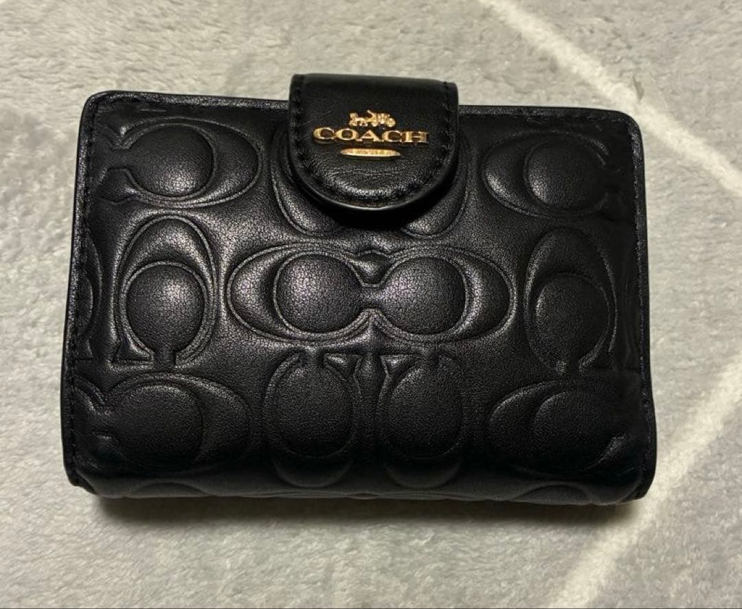COACH ミディアム コーナー ジップ ウォレット・シグネチャー レザー