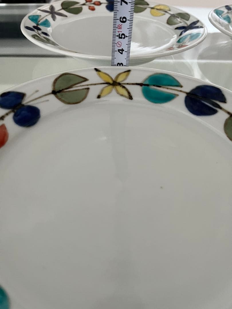 九谷青釜　徳永遊心　色絵花繋ぎ　6寸皿 4枚セット