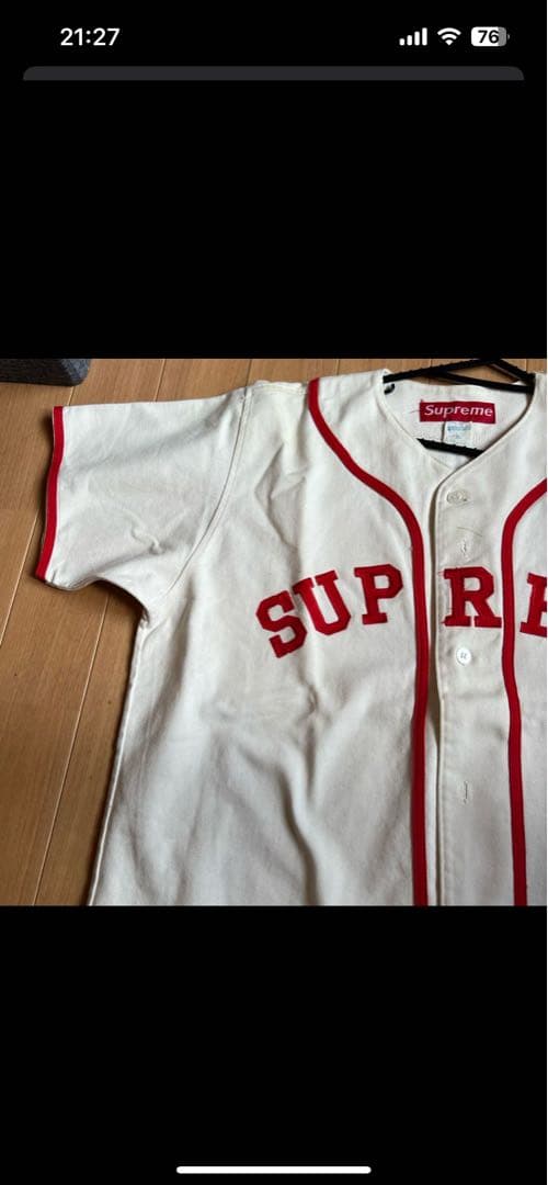 Supreme ベースボールジャージ ホワイト/レッド
