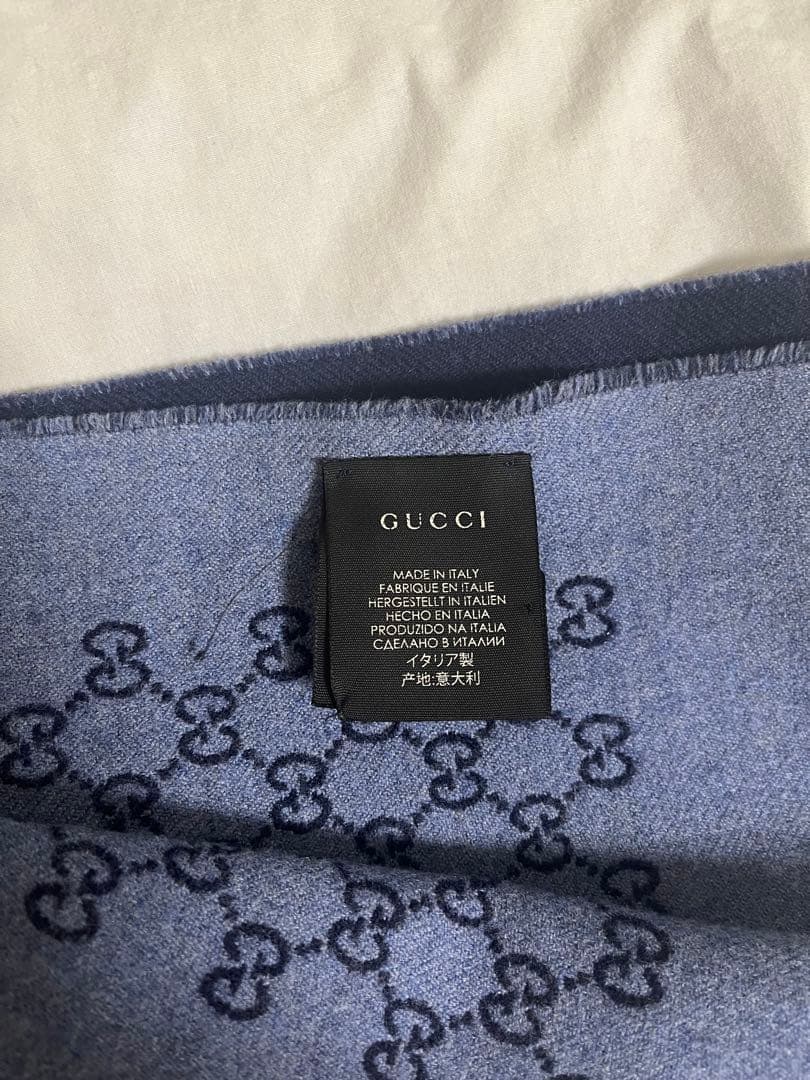 GUCCI ネイビー GGロゴ マフラー