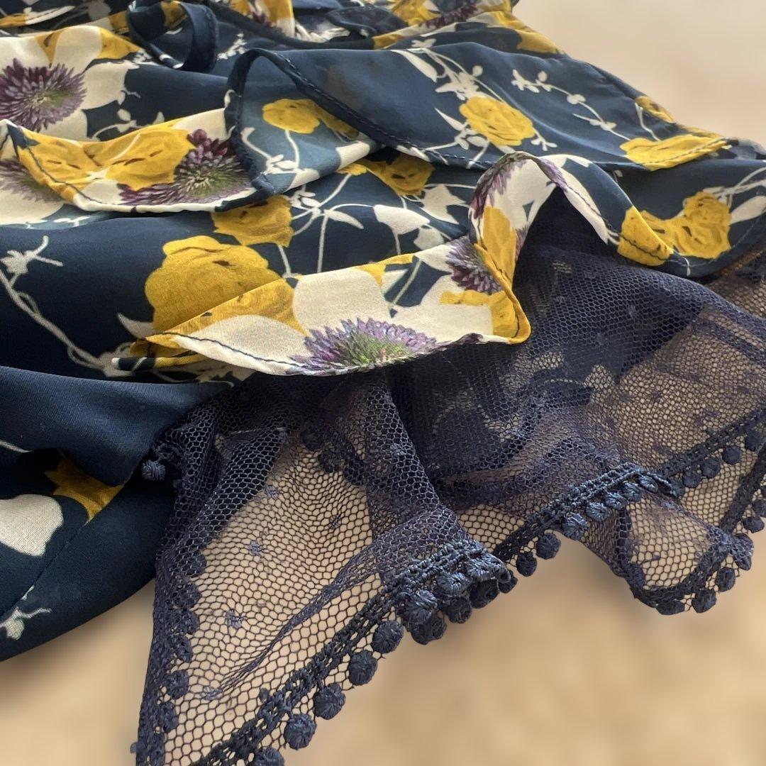 エルケイ　sugar キャバドレス　ネイビー花柄フリルティアードワンピース