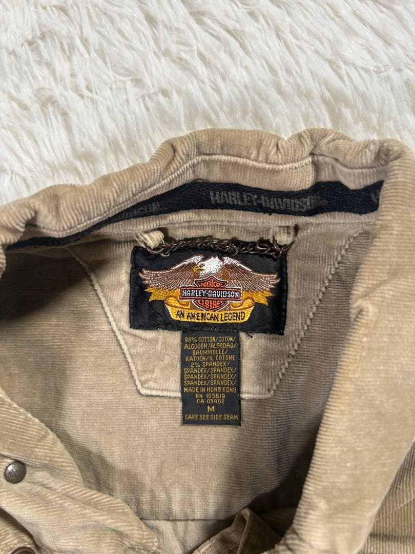 【美刺繍】ハーレーダビッドソン コーデュロイジャケット M ベージュ 背面ロゴ