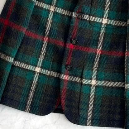 ラルフローレン テーラードジャケット アルパカウール チェック 緑赤 te3