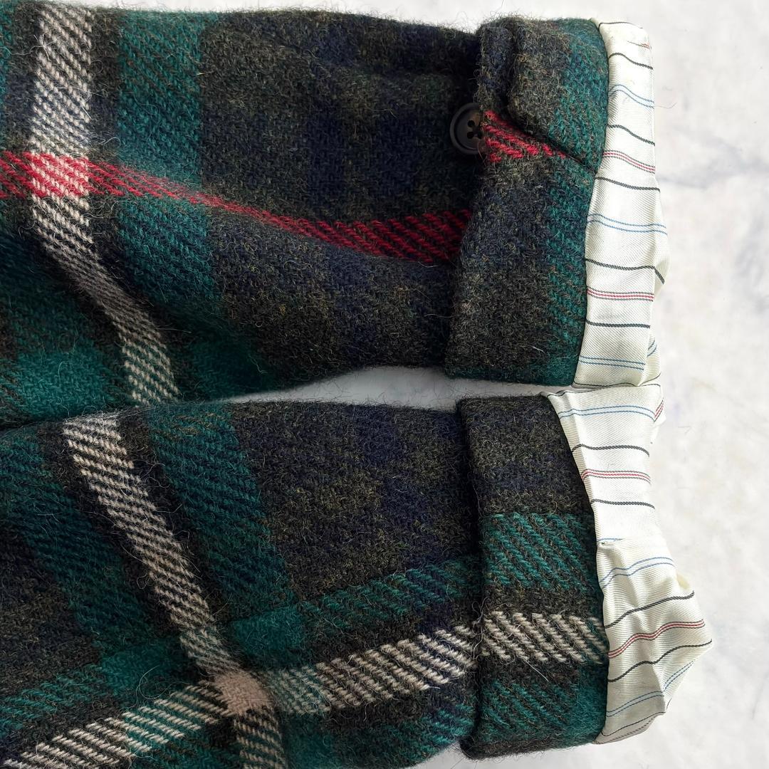 ラルフローレン テーラードジャケット アルパカウール チェック 緑赤 te3