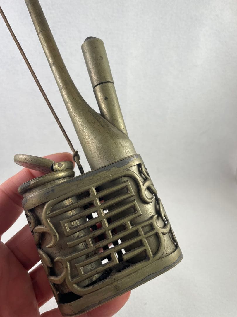 中国美術 古銅製 福寿文彫 唐物 唐銅 清朝期 時代物 高34cm