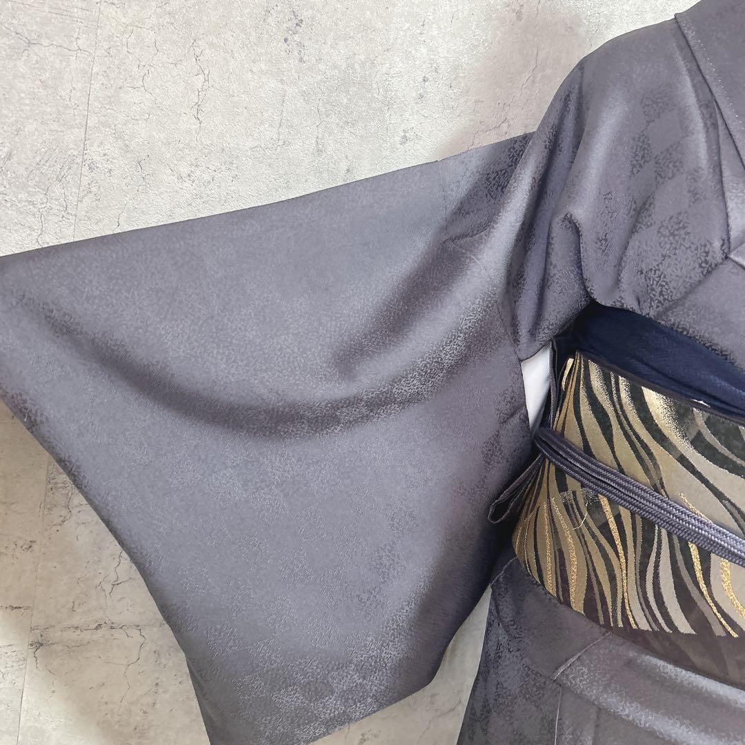 訪問着フルセット　着物　正絹　雪輪　付け下げ　市松模様　シンプル　可愛い