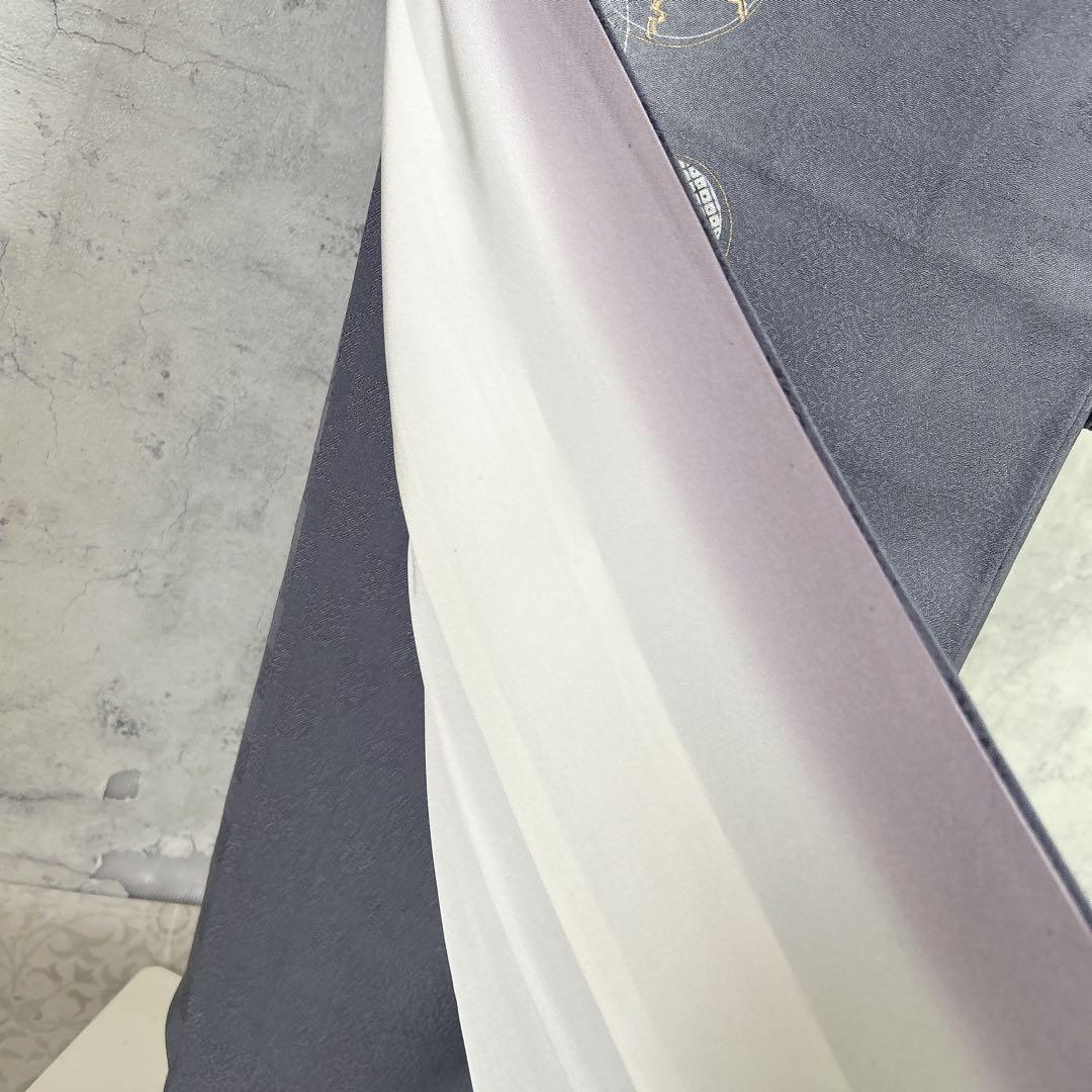 訪問着フルセット　着物　正絹　雪輪　付け下げ　市松模様　シンプル　可愛い