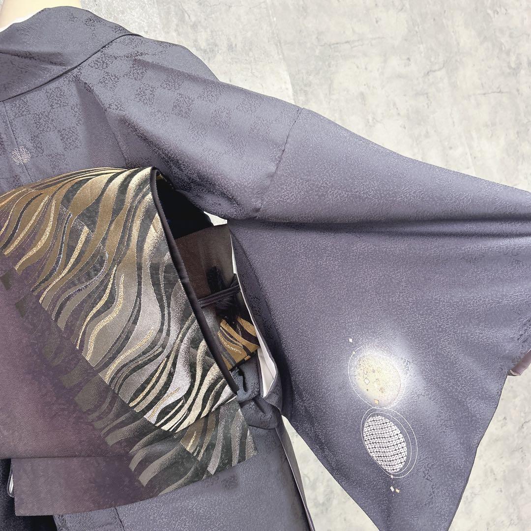 訪問着フルセット　着物　正絹　雪輪　付け下げ　市松模様　シンプル　可愛い