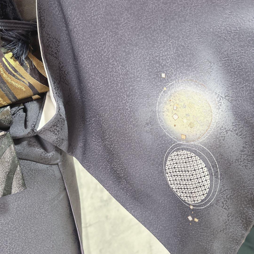 訪問着フルセット　着物　正絹　雪輪　付け下げ　市松模様　シンプル　可愛い