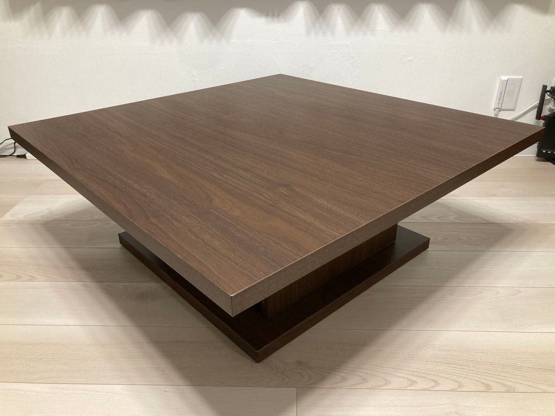 LOWYA 日本製ローテーブル 90x90cm ウォルナット（濃い茶色）