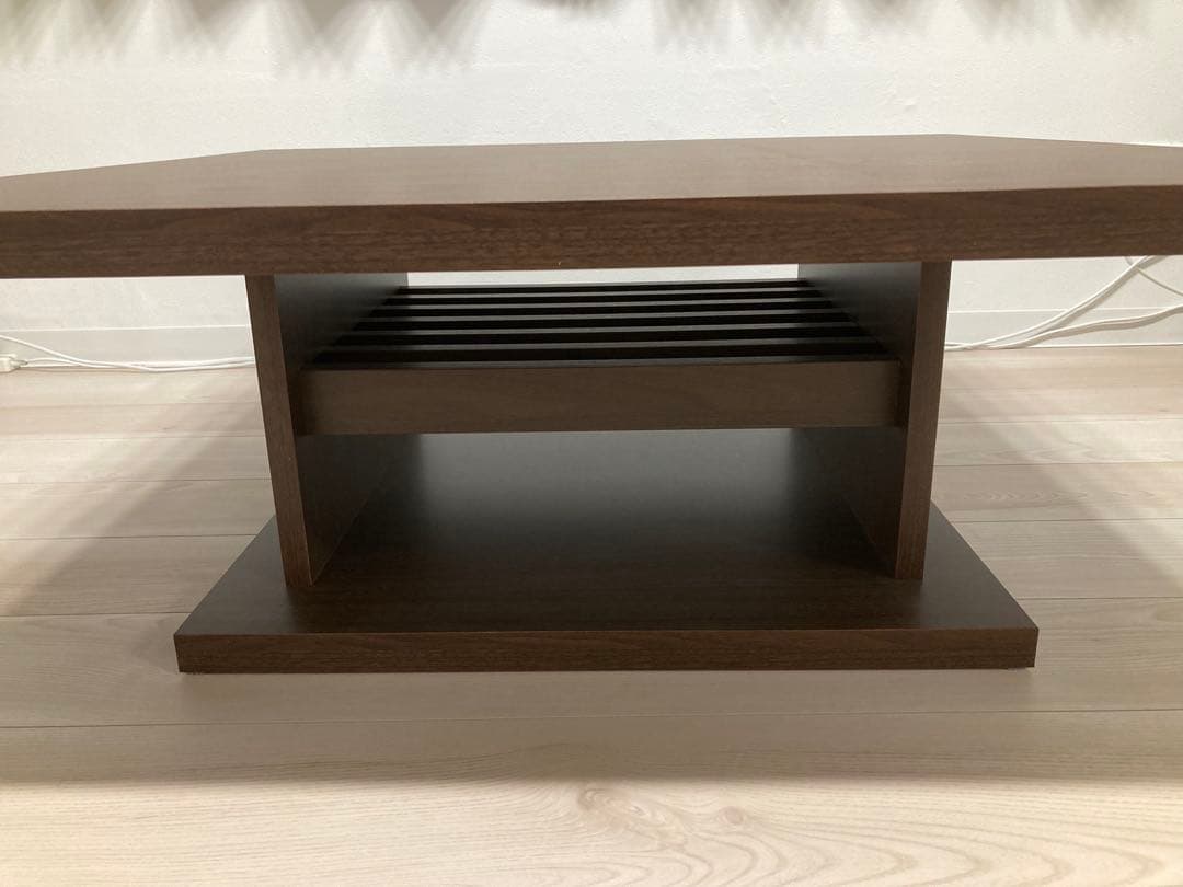 LOWYA 日本製ローテーブル 90x90cm ウォルナット（濃い茶色）