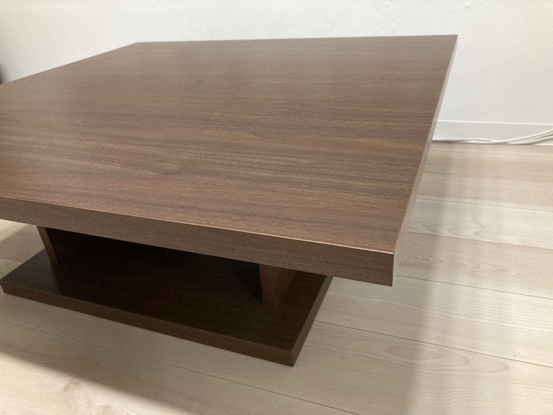 LOWYA 日本製ローテーブル 90x90cm ウォルナット（濃い茶色）