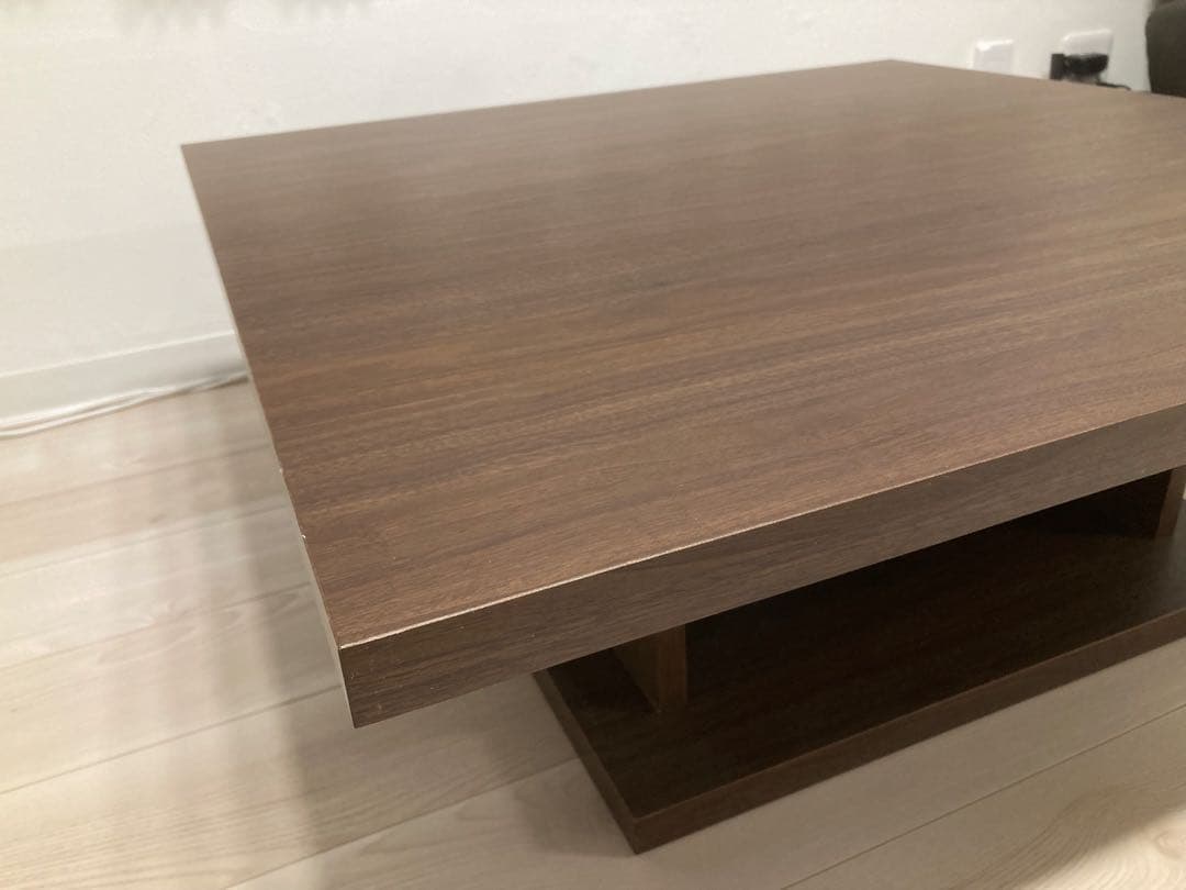 LOWYA 日本製ローテーブル 90x90cm ウォルナット（濃い茶色）