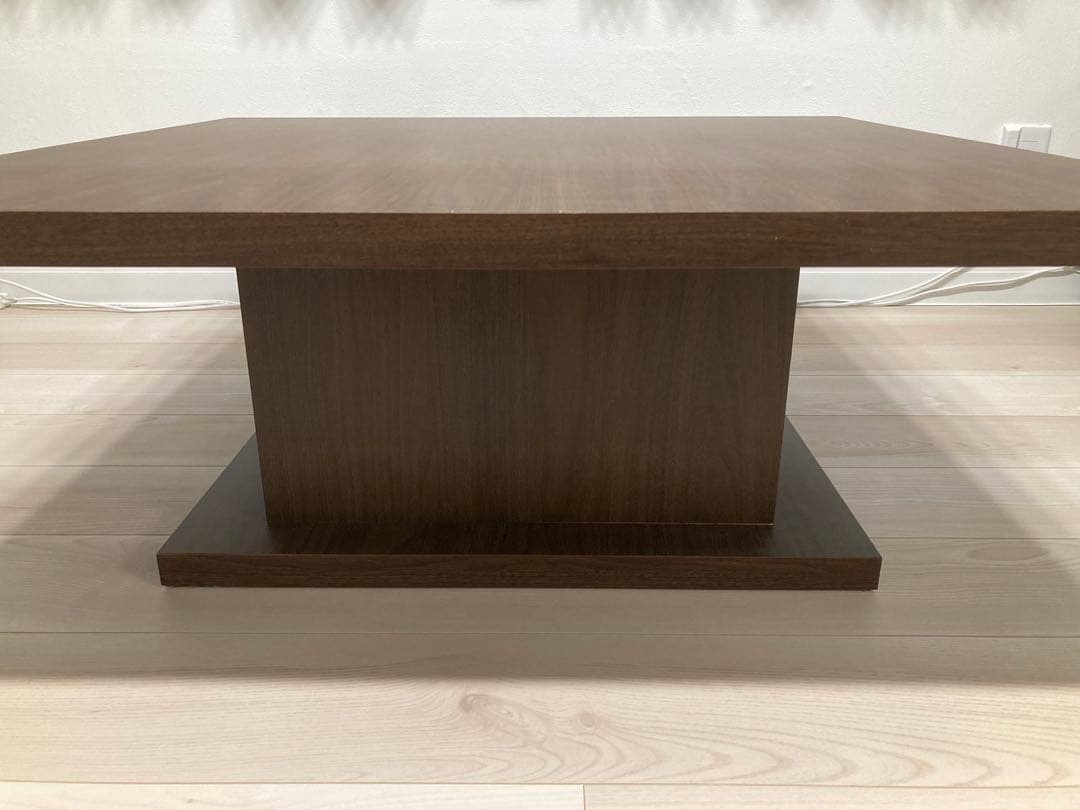 LOWYA 日本製ローテーブル 90x90cm ウォルナット（濃い茶色）