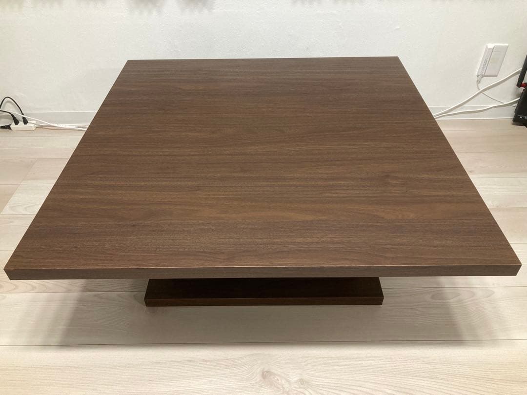 LOWYA 日本製ローテーブル 90x90cm ウォルナット（濃い茶色）