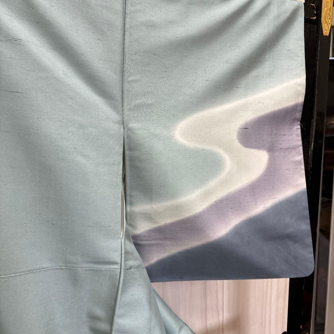 う*こ様 牛首紬 白山工房 付下げ 紋なし 正絹 広衿 袷 着物 AK-3544