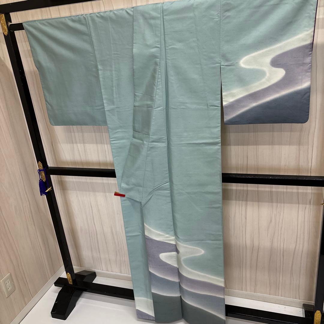 う*こ様 牛首紬 白山工房 付下げ 紋なし 正絹 広衿 袷 着物 AK-3544