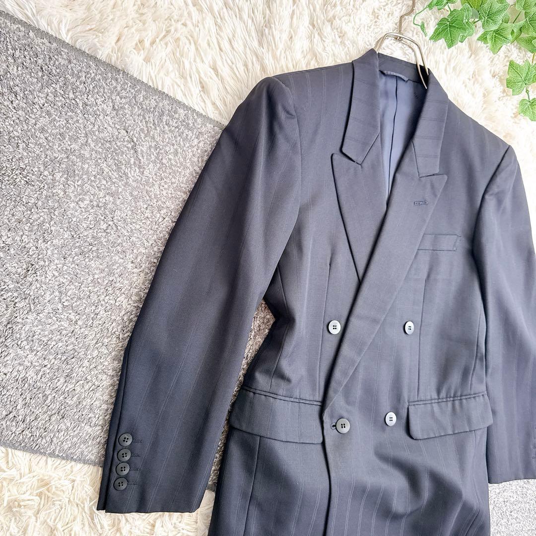 オールド　ディオール セットアップ　ストライプ柄　スーツ　ダブルボタン　紺ブレ