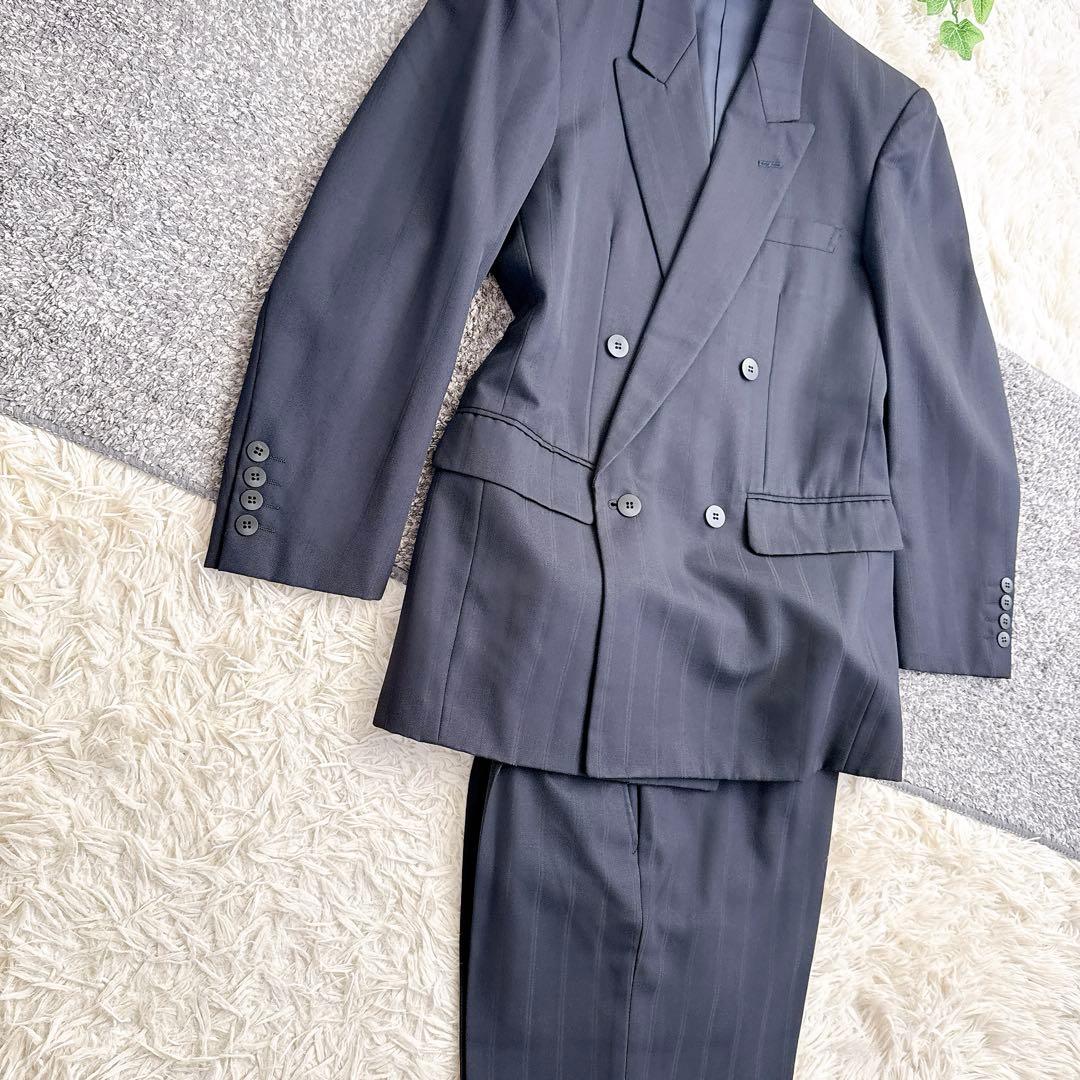 オールド　ディオール セットアップ　ストライプ柄　スーツ　ダブルボタン　紺ブレ