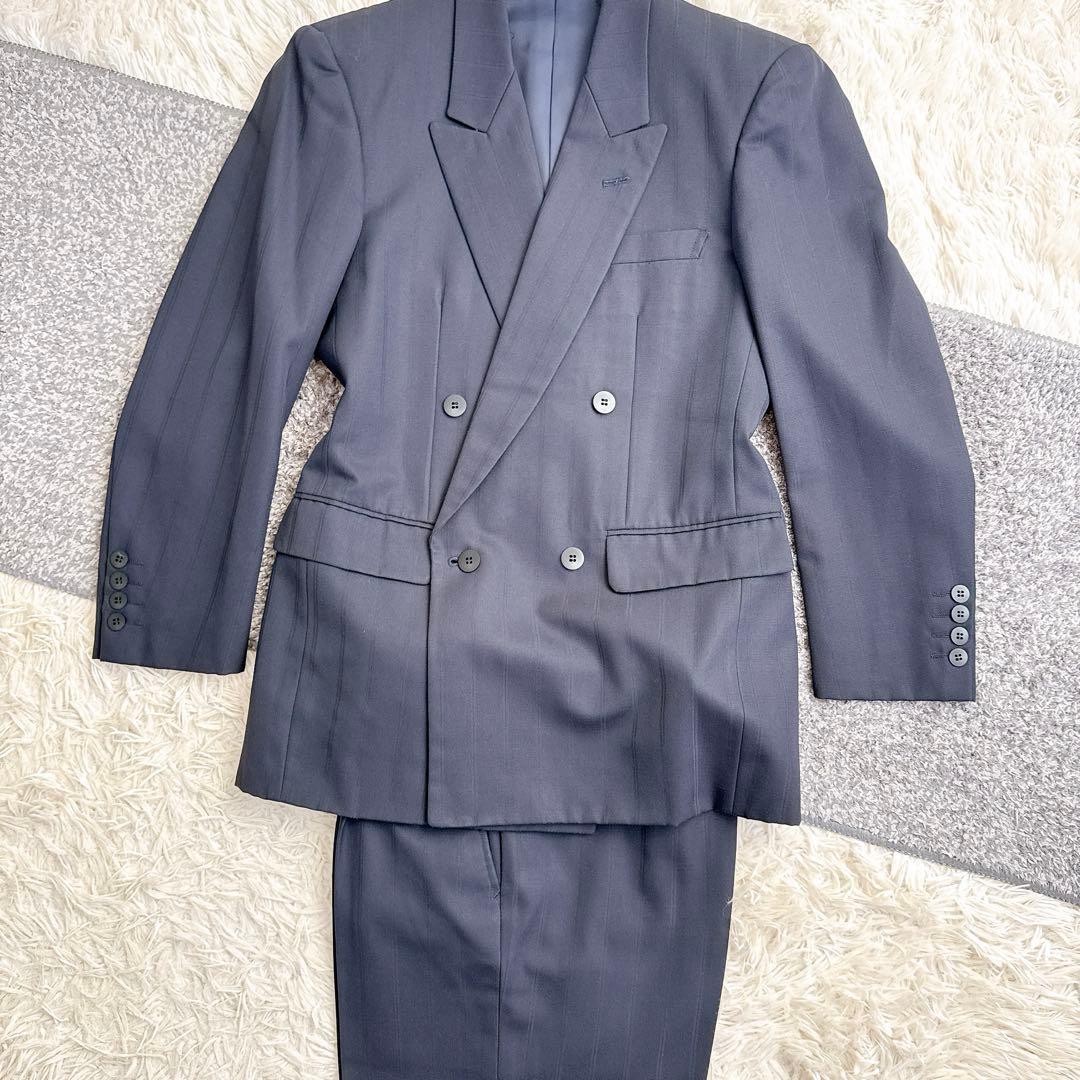 オールド　ディオール セットアップ　ストライプ柄　スーツ　ダブルボタン　紺ブレ