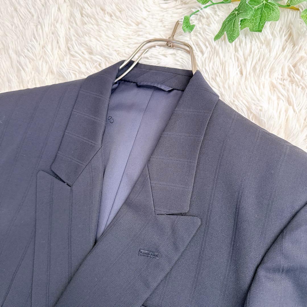 オールド　ディオール セットアップ　ストライプ柄　スーツ　ダブルボタン　紺ブレ